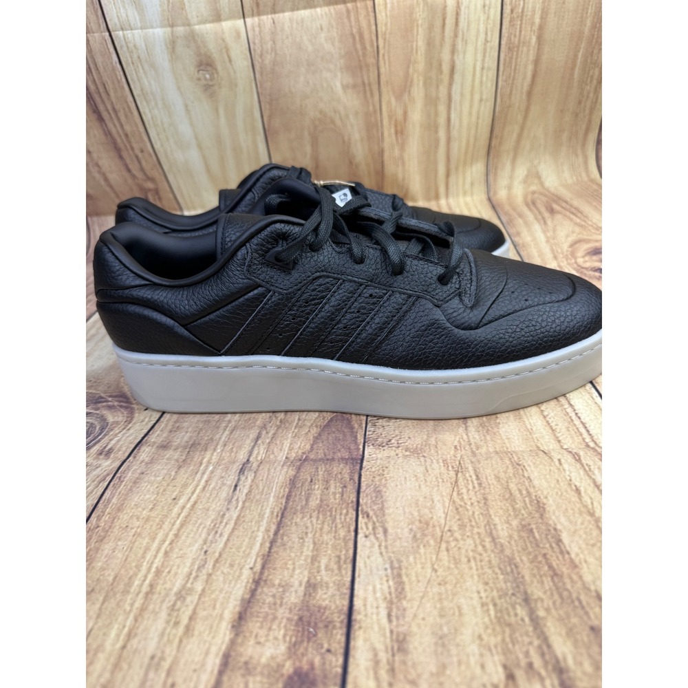 Adidas Rivalry Lux Low Mens 13 Core Black Tumbled Leather Sneakers IE1664 NEW